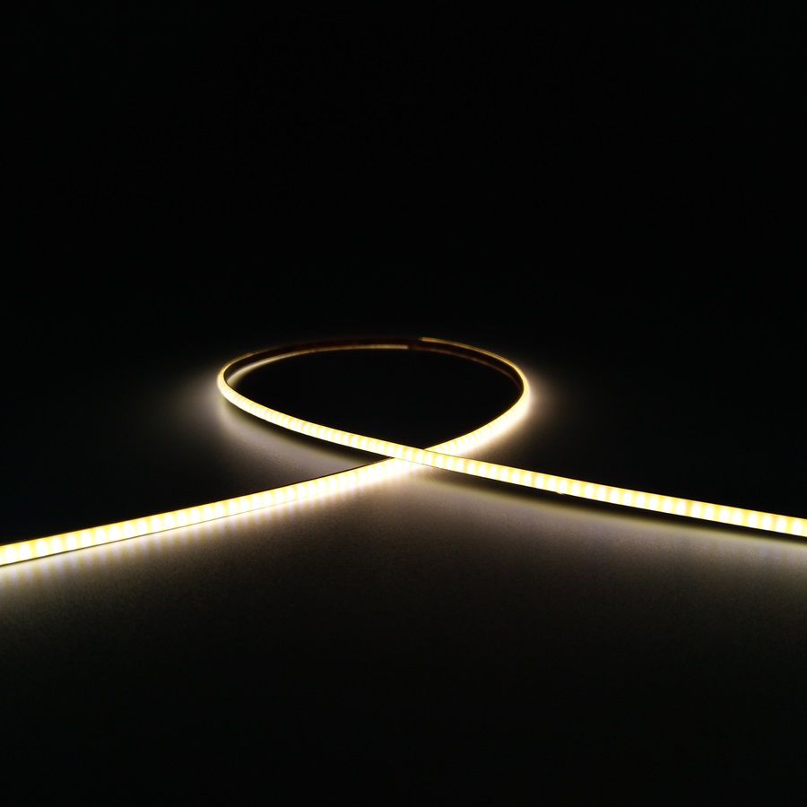 Illuminated ultra-narrow COB LED strip forming a loop